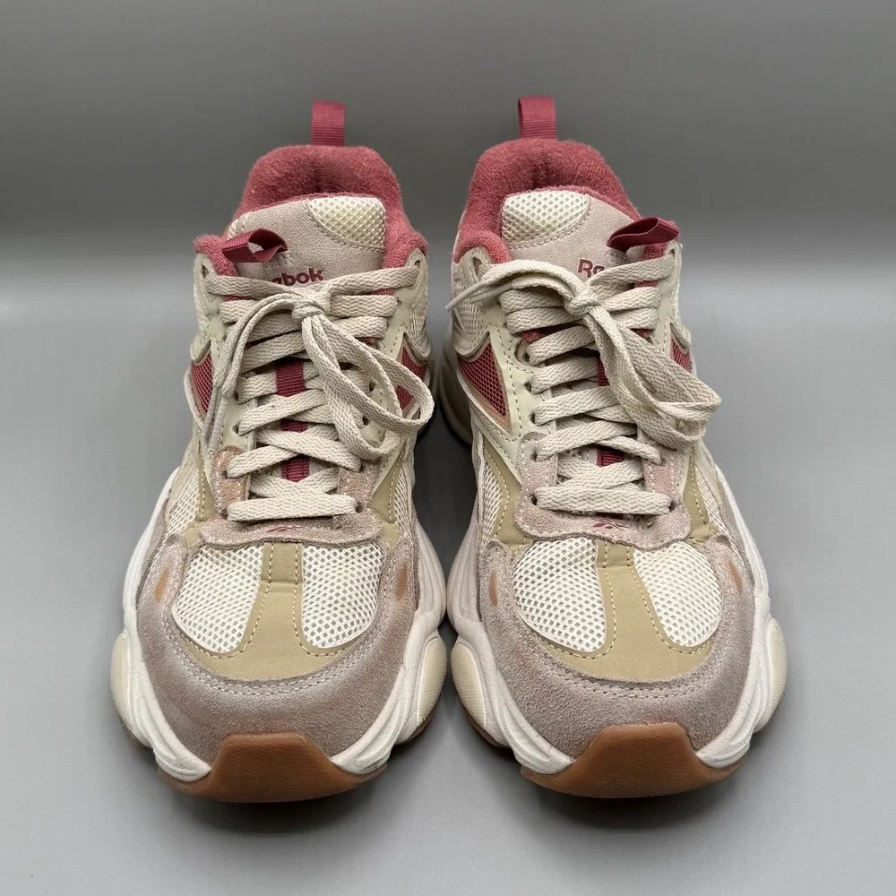 Reebok Royal Charge Women's Beige Maroon Chunky Sneakers Lifestyle Shoes Size 10